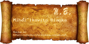 Mihálkovits Bianka névjegykártya